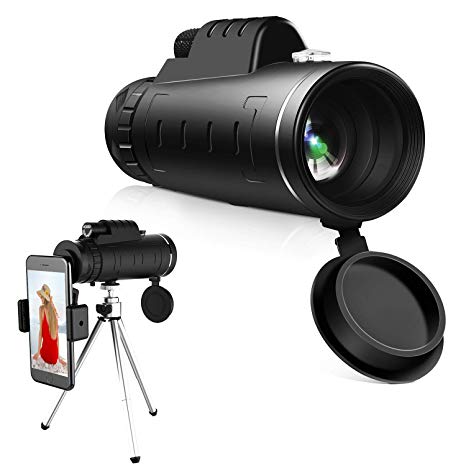 High Power Hd Monocular Telescope - 40×60 BAK4 Prism Monocular Scope| Waterproof and Anti-Fog with Retractable Eyepiece and Fully Versatile Coated Optical Glass Lens   Phone Clip Tripod