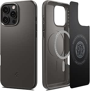 Spigen Thin FIt MagFit Designed for iPhone 16 Pro Max Case (2024) [Hard Shell] [Military-Grade Protection] Compatible with MagSafe - Gunmetal