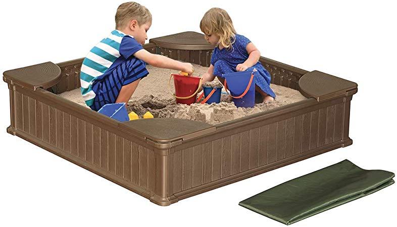 Vandue Corporation Modern Home 4ft x 4ft Weather Resistant Outdoor Sandbox Kit w/Cover