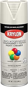 12 oz Krylon K05554007 Almond COLORmaxx Paint & Primer Spray Paint, Satin