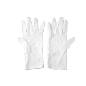 Ladies White Cotton Thin Full Fingers Work Driving Gloves S 2 Pairs