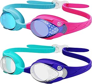 OutdoorMaster Kids Swim Goggles 2 Pack - Quick Adjustable Strap Swimming Goggles for Kids Blue Pink