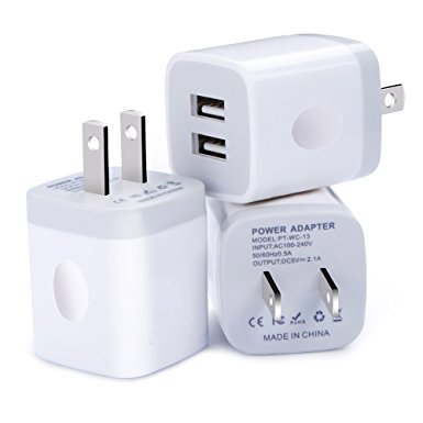 USB Wall Charger, HopePow 3-Pack USB 5V/2.1A Home Travel Wall Charger Dual Port Plug for iPhone 7 / 7 Plus / 6s / 6s Plus, iPad, Tablet, Samsung, HTC, LG, iPod, Nokia