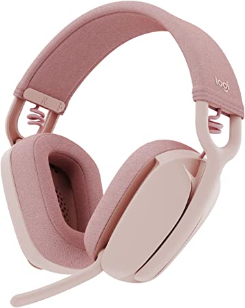 Logitech Zone Vibe 100 Lightweight Wireless Over Ear Headphones with Noise Canceling Microphone, Advanced Multipoint Bluetooth Headset, Works with Teams, Google Meet, Zoom, Mac/PC - Rose