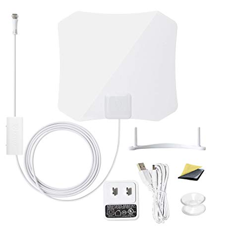 ANTOP HDTV Antenna, 50 Miles Digital Indoor TV Antenna with Detachable Amplifier Signal Booster and 10 Feet Highest Performance Coaxial Cable(AT-132B)