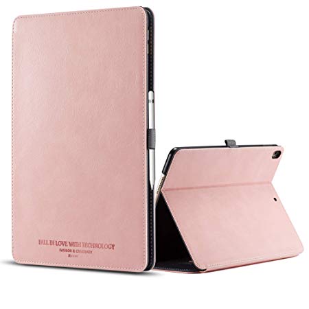 iPad Pro 11 Inch Case 2018 with Apple Pencil Holder,JGOO Premium Leather Slim Lightweight Shockproof Smart Magnetic Notebook Case for Apple iPad 11 inch [Auto Sleep/Wake Multi Angle Stand] -Pink