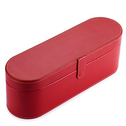 BASSTOP PU Leather Hard Box Organizer Train Case Portable Travel case for Dyson Supersonic Hair Dryer Storage Case (Red)