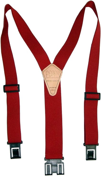 Perry Suspender Men's 1.5" Elastic Original Adjustable Suspenders - Red, Regular
