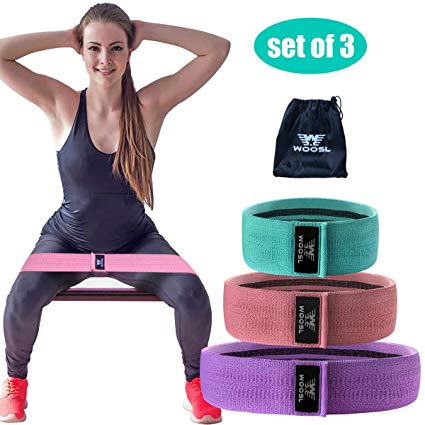 SANJIANKER Resistance Bands Exercise Bands for Booty，Hip Bands for Legs and Butt， Stretch Bands for Physical ，Set of 3，Workout Bands with Workout Book & Carry Bag (Green-Pink, SML) …