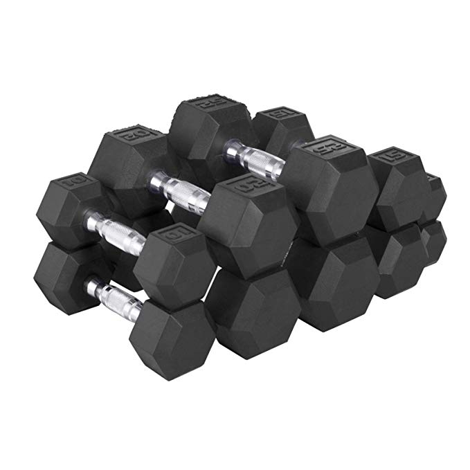 CAP Barbell 150-lb Rubber Hex Dumbbell Weight Set