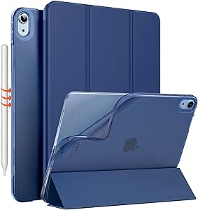 MoKo for iPad Air 5th Generation Case 2022/ iPad Air 4th Generation Case 2020 10.9 Inch, Translucent Soft Back Cover for iPad Air 5/4 Case, Support Touch ID, Auto Wake/Sleep, Navy Blue