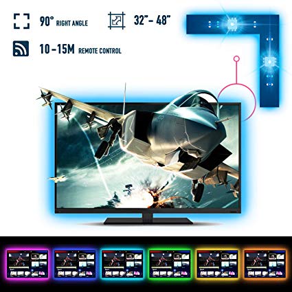 RSYEEK LED Strip Lights TV/USB LED TV Backlight Kit 32 48 Inch,Rf Remote Control/20 Colors/22 Modes for Flat Screen TV PC Desktop