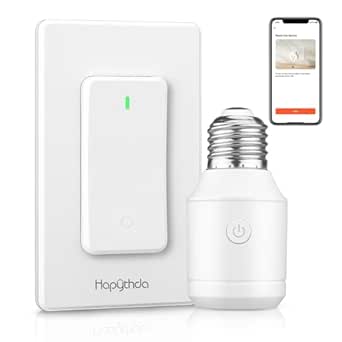 Remote Control Light Socket with Wifi(2.4G Only), Smart WiFi & Bluetooth & RF433 E26 E27 Light Bulb Adapter & Wireless Wall Switch, Remote and APP Control, Voice Control with Alexa and Google