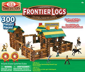 Ideal Frontier Logs Classic All Wood 300-Piece Construction Set with Action Figures