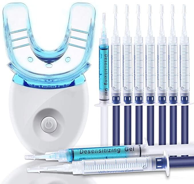 OriHea Teeth Whitening Kit with LED Light, FDA Approved Dental Whitener, 8 Syringes of 3ml Tooth Whitening Gel, 2 Syringes of Desensitizing Gel, White Smile Set with Mouth Tray