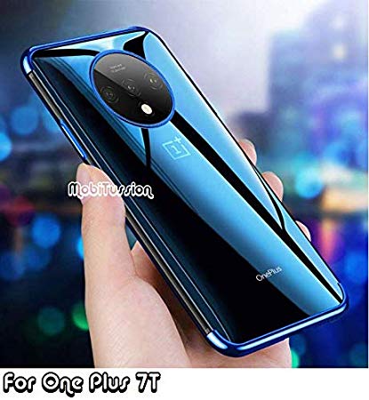 MobiTussion® Luxury Electroplating Soft Silicon Transparent TPU Back Cover Case Compatible for OnePlus 7T