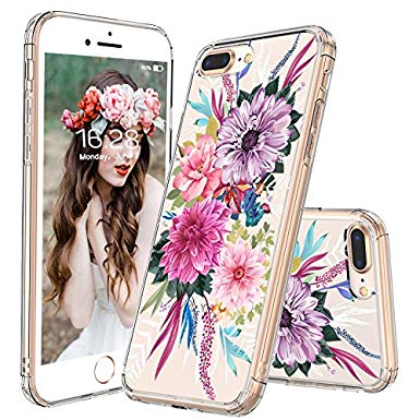 MOSNOVO iPhone 8 Plus Case, iPhone 7 Plus Case, Blossom Floral Flower Clear Design Transparent Back Phone Case with TPU Bumper Protective Case Cover for iPhone 7 Plus/iPhone 8 Plus