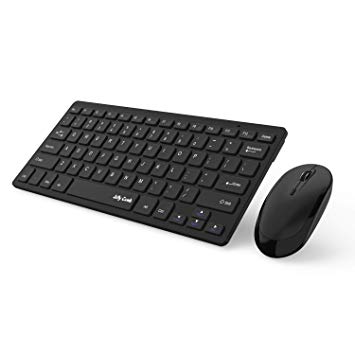 Wireless Keyboard and Mouse, Jelly Comb 2.4G Slim Compact Small Keyboard and Mouse Combo for Windows, Laptop, PC, Notebook (Black)