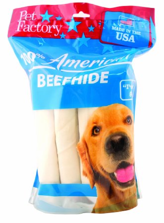 PET FACTORY  Usa Value-Pack Beefhide 8-Inch Retriever Rolls Chews for Dogs, 10-Pack