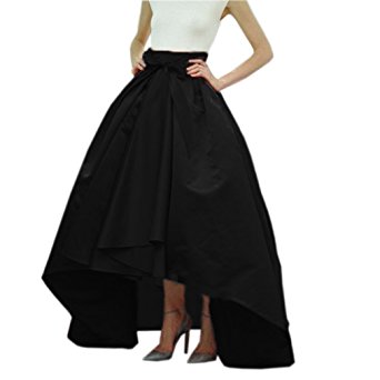 Lisong Women Taffeta Bowknot High-Low Prom Party Skirt