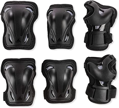 Rollerblade Skate Gear 3 Pack Protective Gear, Knee Pads, Elbow Pads and Wrist Guards, Inline Skating, Multi Sport Protection, Unisex, Black