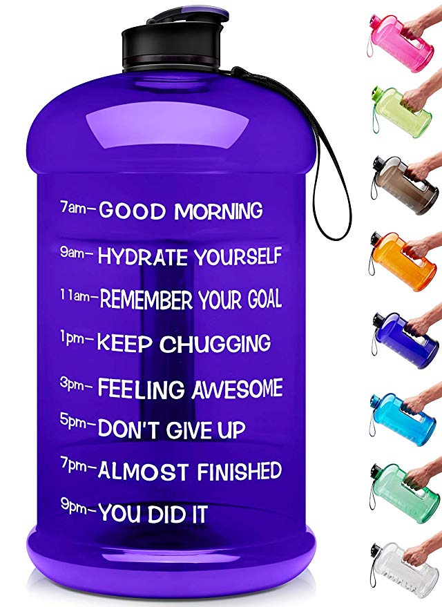 Venture Pal Large 128oz/74oz Leakproof BPA Free Fitness Sports Water Bottle with Motivational Time Marker to Ensure You Drink Enough Water Throughout The Day