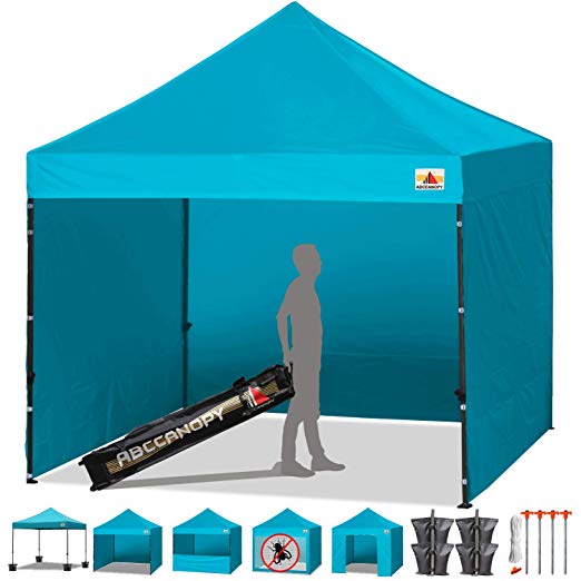 ABCCANOPY Canopy Tent 10 x 10 Pop Up Canopies Commercial Tents Market stall with 4 Removable Sidewalls and Roller Bag Bonus 4 Weight Bags and 10ft Screen Netting and 10ft Half Wall(30 Muti Colors)