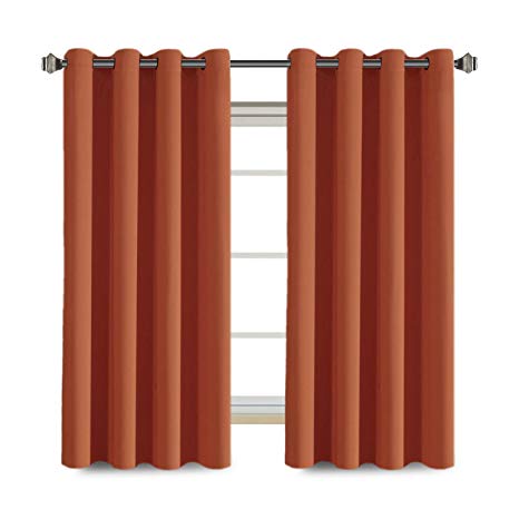 H.VERSAILTEX Thermal Insulated Blackout Shades Formaldehyde-Free Kids Room Curtains,Grommet Top,52 by 63 - Inch - Burnt Orange - Set of 2 Panels