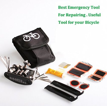CrazyEve Portable Cycling Bike Bicycle Repair Kit Tool Tube Tire Tool Bag with Multi-function Tool And Waterproof Bag