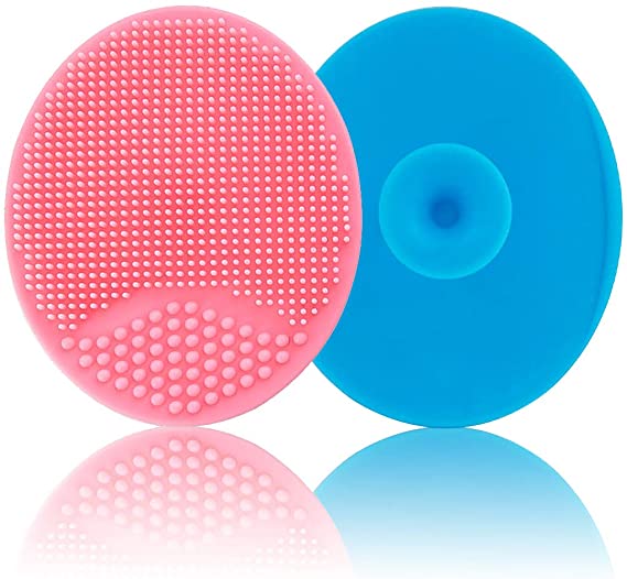 Baby Bath Brush, Baby Cradle Cap Brush, Silicone Massage Brush, Silicone Scrubbers Exfoliator Brush | The SkinSoother Baby Essential for Dry Skin, Cradle Cap and Eczema 2 Pack (Pink & Blue)