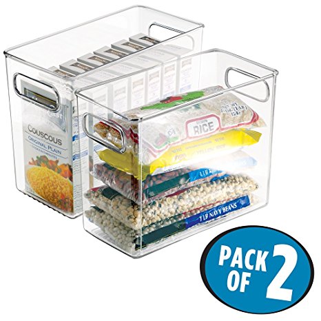 mDesign Refrigerator, Freezer, Pantry Cabinet Organizer Bins for Kitchen, 10" x 5" x 8", Pack of 2, Clear