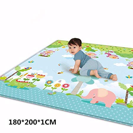 78 70-Inch Kids Folding Play Mat Large Size Thickened Portable Baby Crawling Mat Waterproof Nursery Rug Carpet Pad Double-Sided Pattern 0.4 Inches Thick