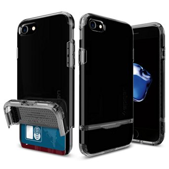 iPhone 7 Case, Spigen [Flip Armor] JET BLACK Optimized [Jet Black] Slim Fit Dual Layer Protective Wallet Case for iPhone 7 - (042CS20844)