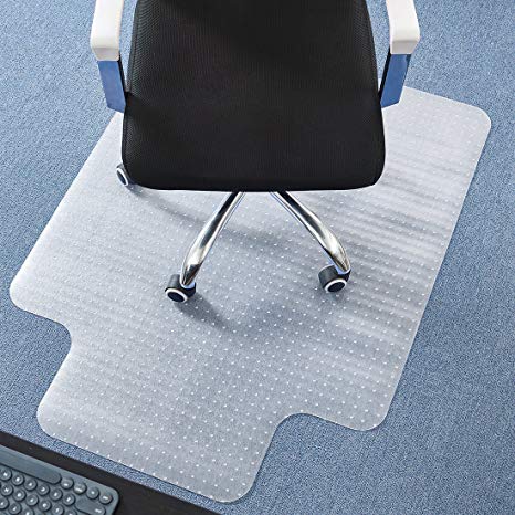 DAVID.ANN 36" x 48" Vinyl (PVC) Lipped Chair Mat for Very Low Pile Carpets （Transparent）