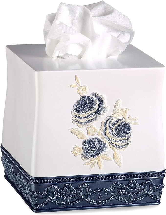 Popular Bath 971231 Blossom Rose, Tissue Box, Blue