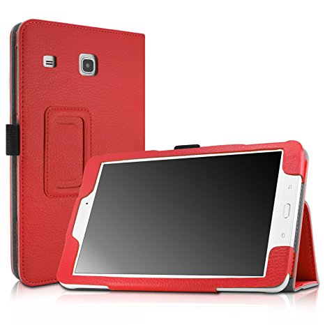 Infiland Galaxy Tab E 8.0 Case, Folio Slim Fit PU Leather Case Cover for Samsung Galaxy Tab E 8" SM-T377 4G LTE 8-Inch (Sprint / US Cellular / Verizon / AT&T) Tablet, Red