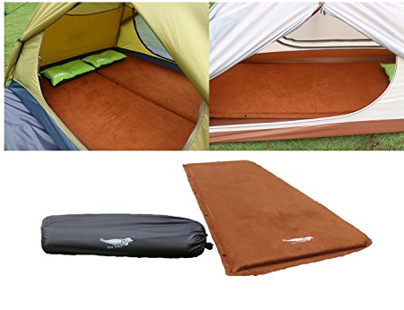 Luxe Tempo 2 inch Self Inflating Sleeping Pad Luxurious Car Camping Mattress Tent Sleeping Mat Wide Non Slip Cozy Suede with Great Cushion