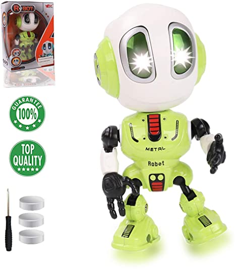 TTOUADY Robot Toys for Kids, Talking Robots Educational Toy for 3 4 5 6  Year Old Boys Girls, LED Eyes, Interactive Voice and Touch Sensitive Flexible Robots Gift (Green)