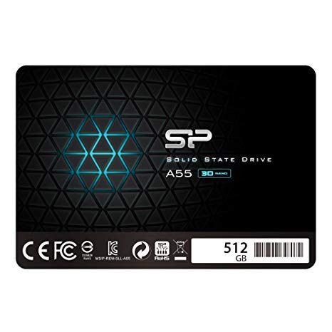 Silicon Power 512GB SSD 3D NAND A55 SLC Cache Performance Boost SATA III 2.5" 7mm (0.28") Internal Solid State Drive