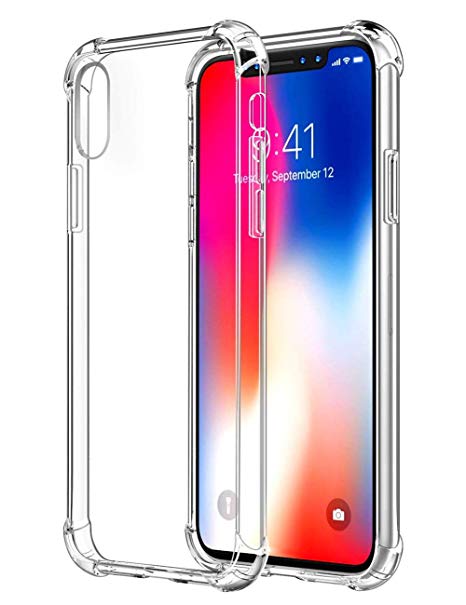 iPhone Xs Max Case,iPhone Xs Max Case Clear,iPhone Xs Max Slim Case,ComoUSA Slim Clear Soft Reinforced Corners TPU Cover for 6.5" iPhone Xs Max(Clear)