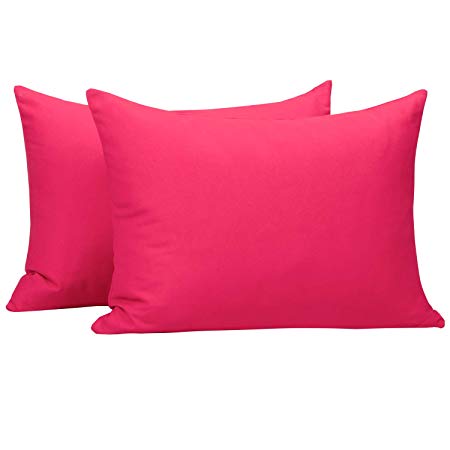 NTBAY Microfiber Toddler Pillowcases, 2 Pcs Zipper Closure Travel Pillow Covers, 13 x 18, Magenta