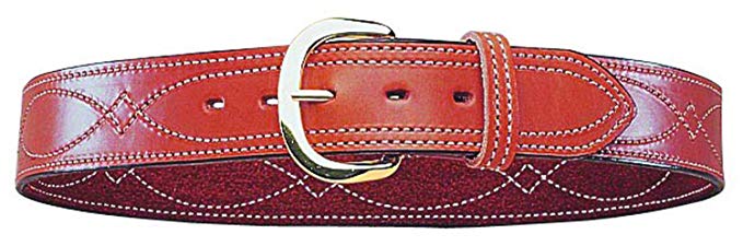 Bianchi B9 Fancy Stitched Belt Tan Brass Buckle