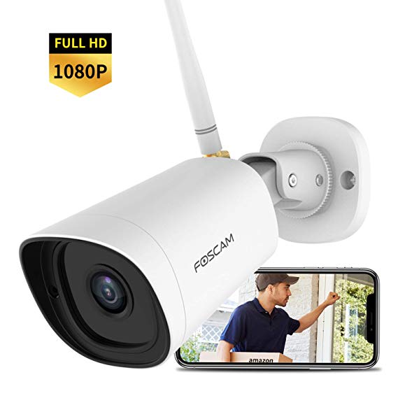 Outdoor Security Camera Wireless, Foscam G2 1080P WiFi Security Camera with AI Human Detection, Night Vision, IP66 Waterproof, Compatible with Alexa & Google Assistant, Foscam Cloud Service Available