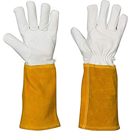 MIG TIG Welding Gloves | 16" Soft Leather | Kevlar Stitching & Hand Lining Weld Glove (Medium)