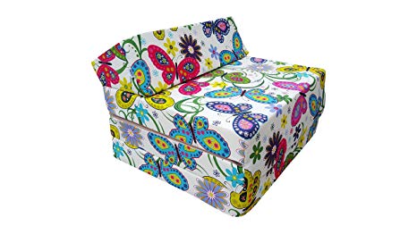 Natalia Spzoo® Fold Out Guest Chair Z Bed Futon Sofa for Adult and Kids folding mattress (GARDEN, 50% cotton/50% polyester)
