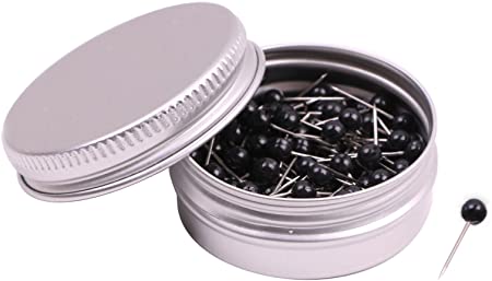 Tupalizy 1/8 Inch Small Round Head Map Tacks Pins for Home Office Use and DIY Craft Project (Black, 100PCS)