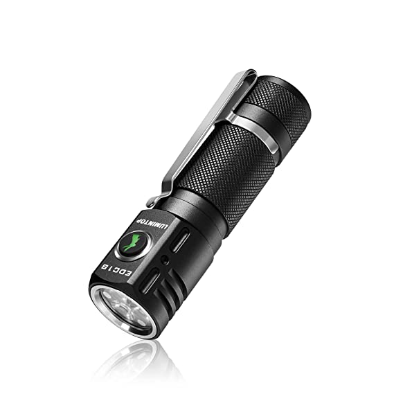 LUMINTOP LED Flashlight EDC18 - Rechargeable Tactical Flash light Torch 3 Cree LED High Lumens 2800Lm with 18650 Battery IP68 Waterproof Cold White