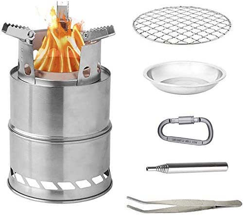 swiftrans Wood Stove for Camping Backpacking Lightweight Portable Foldable Stainless Steel Polished Burning Stove for Outdoor Hiking Picnic Travel
