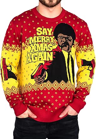 Ripple Junction Pulp Fiction Say Merry Xmas Again Ugly Christmas Sweater