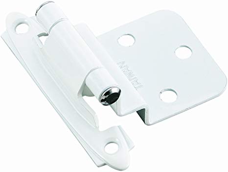 Amerock BP3428W Self-Closing Face Mount Hinge with Inset, White, 3/8-Inch